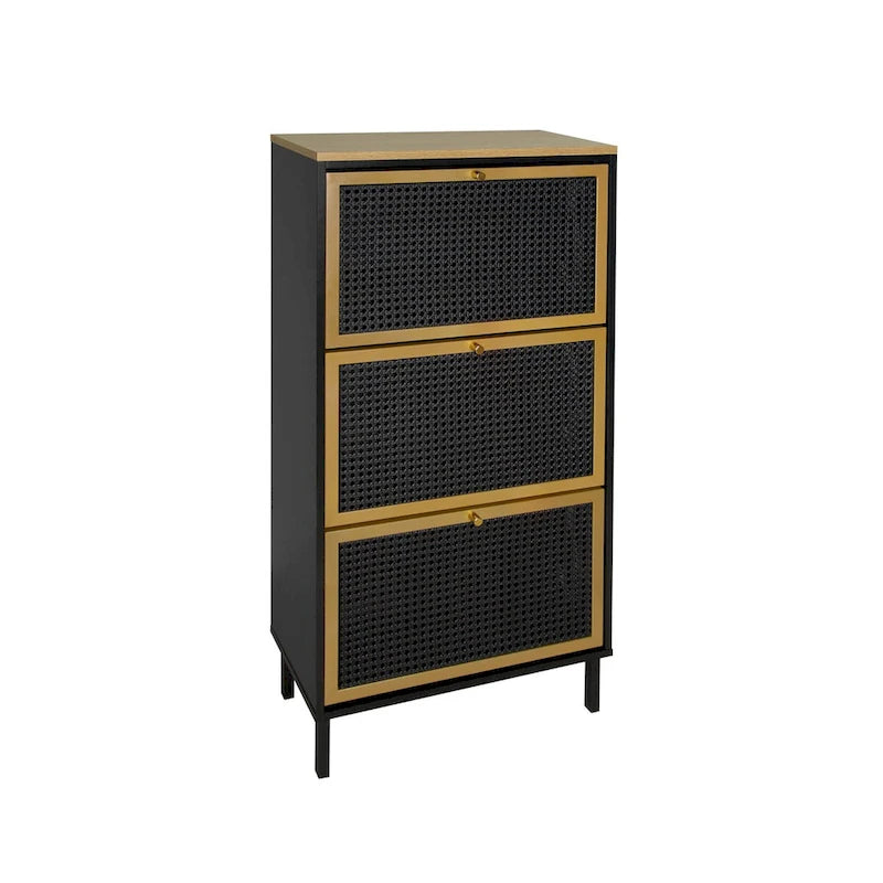 3 Metal Door Shoe Rack Freestanding Shoe Storage Cabinet