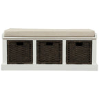 Entryway Bench with 3 Removable Classic Rattan Baskets - 43.7L x 15.7W x 17H
