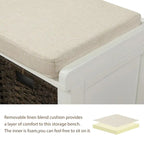 Entryway Bench with 3 Removable Classic Rattan Baskets - 43.7L x 15.7W x 17H