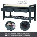 Shoe Rack with Cushioned Seat and Drawers, Multipurpose Entryway Storage Bench