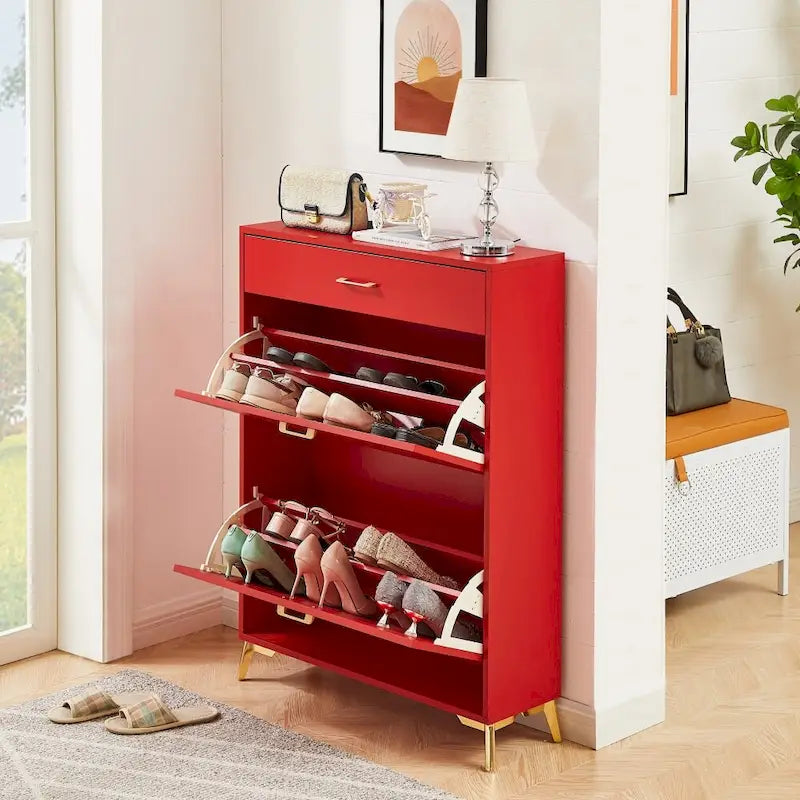 Space-Saving Freestanding Modern Shoe Storage Cabinet for Entryway, Hallway, Living Room