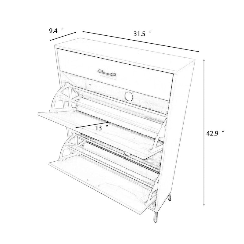 Space-Saving Freestanding Modern Shoe Storage Cabinet for Entryway, Hallway, Living Room