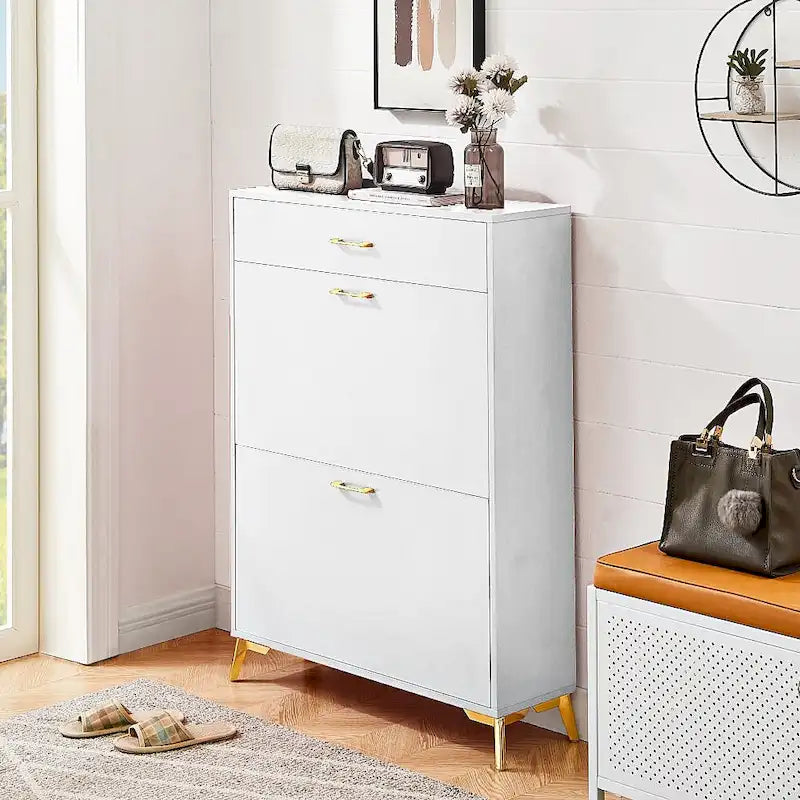 Space-Saving Freestanding Modern Shoe Storage Cabinet for Entryway, Hallway, Living Room