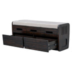 Nestfair Rustic Storage Bench with 2 Drawers, Hidden Storage Space, and 3 False Drawers at the Top
