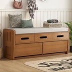 Nestfair Rustic Storage Bench with 2 Drawers, Hidden Storage Space, and 3 False Drawers at the Top