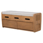 Nestfair Rustic Storage Bench with 2 Drawers, Hidden Storage Space, and 3 False Drawers at the Top
