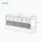 Wood Storage Bench with 3 Drawers and 3 Baskets