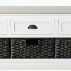 Wood Storage Bench with 3 Drawers and 3 Baskets