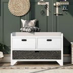 Wood Storage Bench with 2 Woven Baskets by Harper&Bright Designs