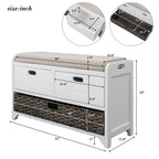 Wood Storage Bench with 2 Woven Baskets by Harper&Bright Designs