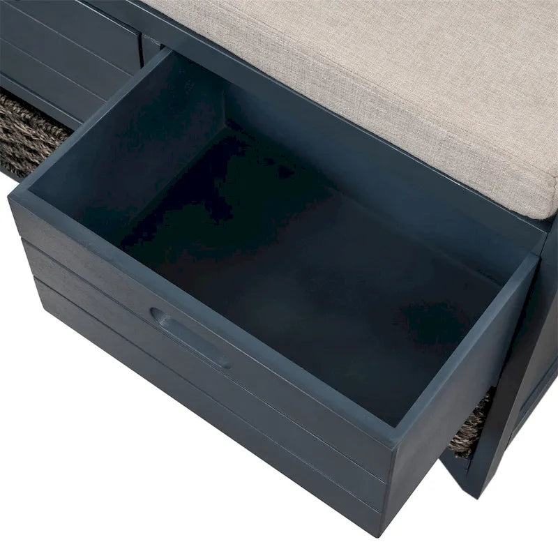 Wood Storage Bench with 2 Woven Baskets by Harper&Bright Designs