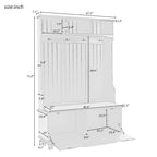 47.2 Entryway Bench with Coat Rack, Cushion and 4 Sturdy Hooks for Hallway, Entryway, Living Room