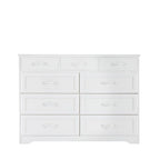 Bedroom dresser, 9 drawer long dresser with antique handles, wood chest of drawers for kids room, living room, entry and hallway