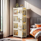 4-Tier Rolling Storage bookcase with Wheels,Large Capacity Storage bins, Mobile Multifunction Utility Rolling Storage Organizer