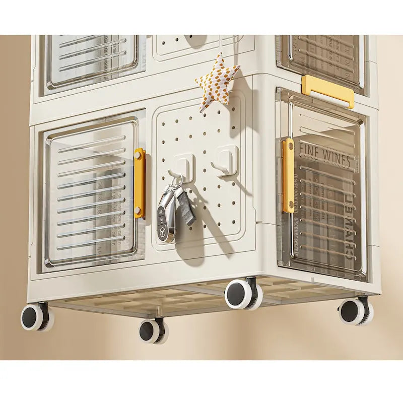 4-Tier Rolling Storage bookcase with Wheels,Large Capacity Storage bins, Mobile Multifunction Utility Rolling Storage Organizer