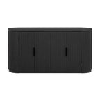 Vertical Striped Door Storage Cabinet with Metal Handles, Adjustable, Suitable for Study, Entryway and Living Room