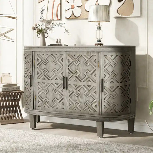 33.50 in. H Storage Cabinet with Antique Pattern Doors