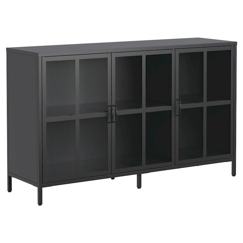 Sideboard Buffet Cabinet with Storage Steel Storage Cabinet ,Adjustable Feet,Glass Doors,Large Capacity Organizer