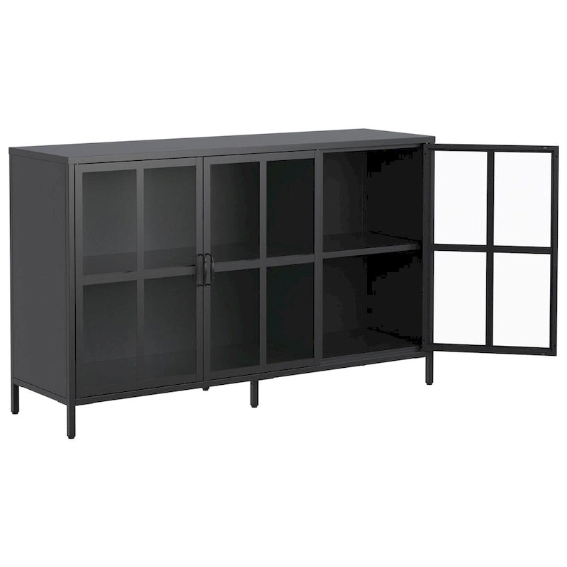Sideboard Buffet Cabinet with Storage Steel Storage Cabinet ,Adjustable Feet,Glass Doors,Large Capacity Organizer