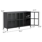 Sideboard Buffet Cabinet with Storage Steel Storage Cabinet ,Adjustable Feet,Glass Doors,Large Capacity Organizer