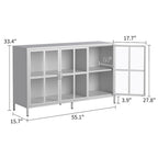 Sideboard Buffet Cabinet with Storage Steel Storage Cabinet ,Adjustable Feet,Glass Doors,Large Capacity Organizer