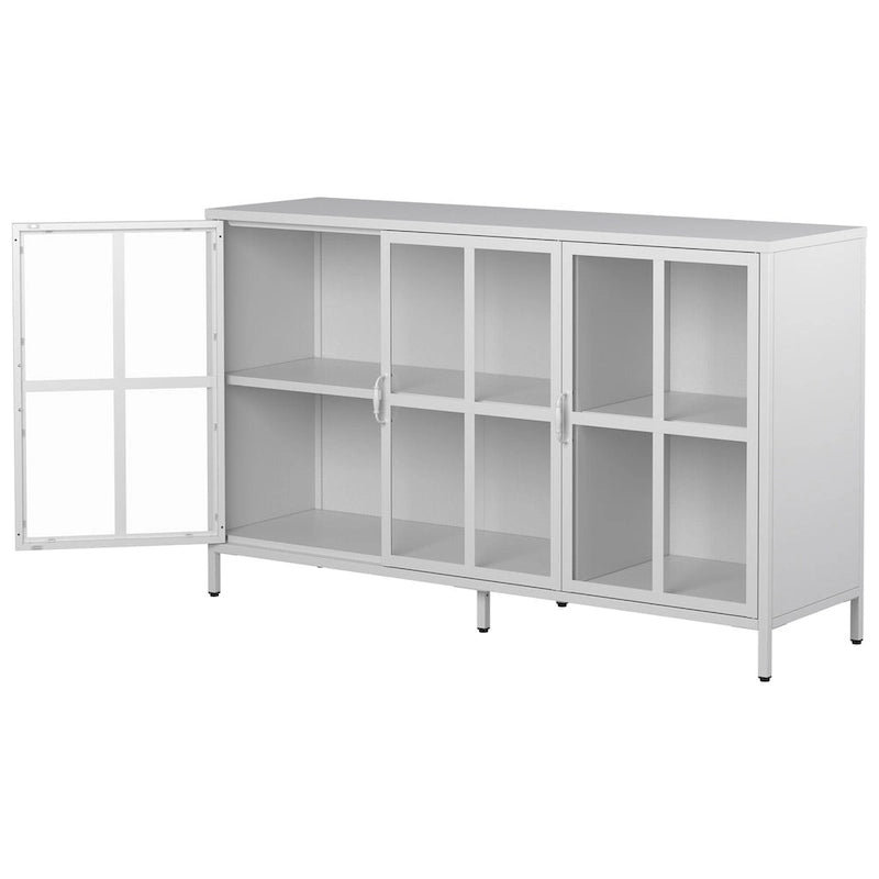 Sideboard Buffet Cabinet with Storage Steel Storage Cabinet ,Adjustable Feet,Glass Doors,Large Capacity Organizer