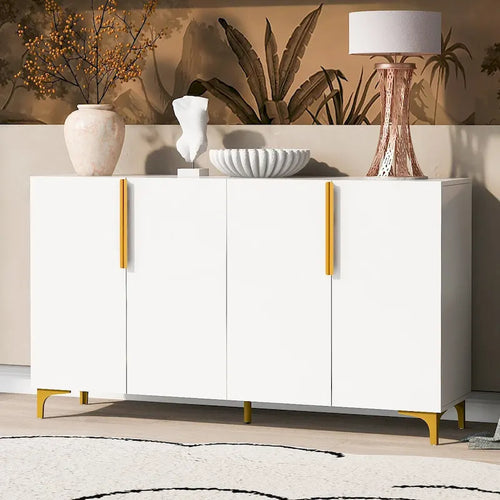 55 Sideboard Storage Cabinet with Adjustable Shelves, Glossy Finish