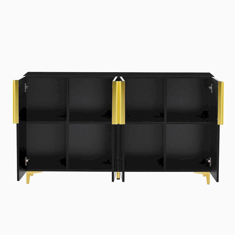 55 Sideboard Storage Cabinet with Adjustable Shelves, Glossy Finish