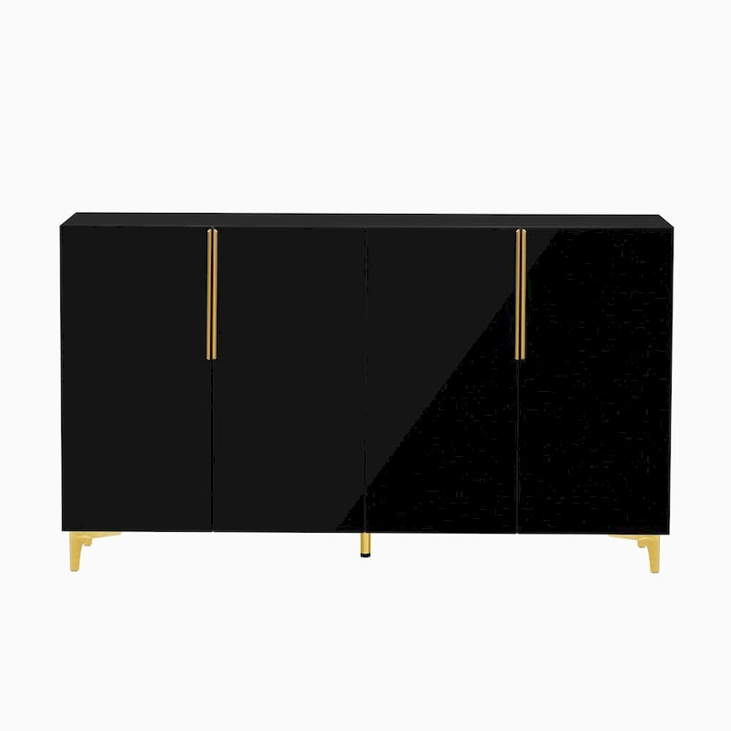 55 Sideboard Storage Cabinet with Adjustable Shelves, Glossy Finish