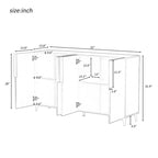 55 Sideboard Storage Cabinet with Adjustable Shelves, Glossy Finish