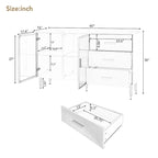 Modern Sideboard with Metal Legs and Handles - 60W x 16D x 36H