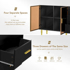 Modern Sideboard with Metal Legs and Handles - 60W x 16D x 36H