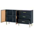 Modern Sideboard with Metal Legs and Handles - 60W x 16D x 36H