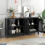 Sideboard with Artificial Rattan Door and Metal Handles - 47.2L x 11.8W x 31.5H