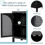 Sideboard with Artificial Rattan Door and Metal Handles - 47.2L x 11.8W x 31.5H