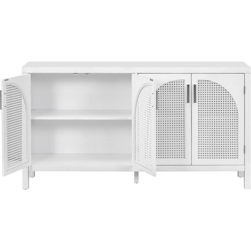 Sideboard with Artificial Rattan Door and Metal Handles - 47.2L x 11.8W x 31.5H