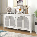 Sideboard with Artificial Rattan Door and Metal Handles - 47.2L x 11.8W x 31.5H