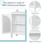 Sideboard with Artificial Rattan Door and Metal Handles - 47.2L x 11.8W x 31.5H