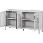 Sideboard with Artificial Rattan Door and Metal Handles - 47.2L x 11.8W x 31.5H