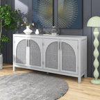 Sideboard with Artificial Rattan Door and Metal Handles - 47.2L x 11.8W x 31.5H