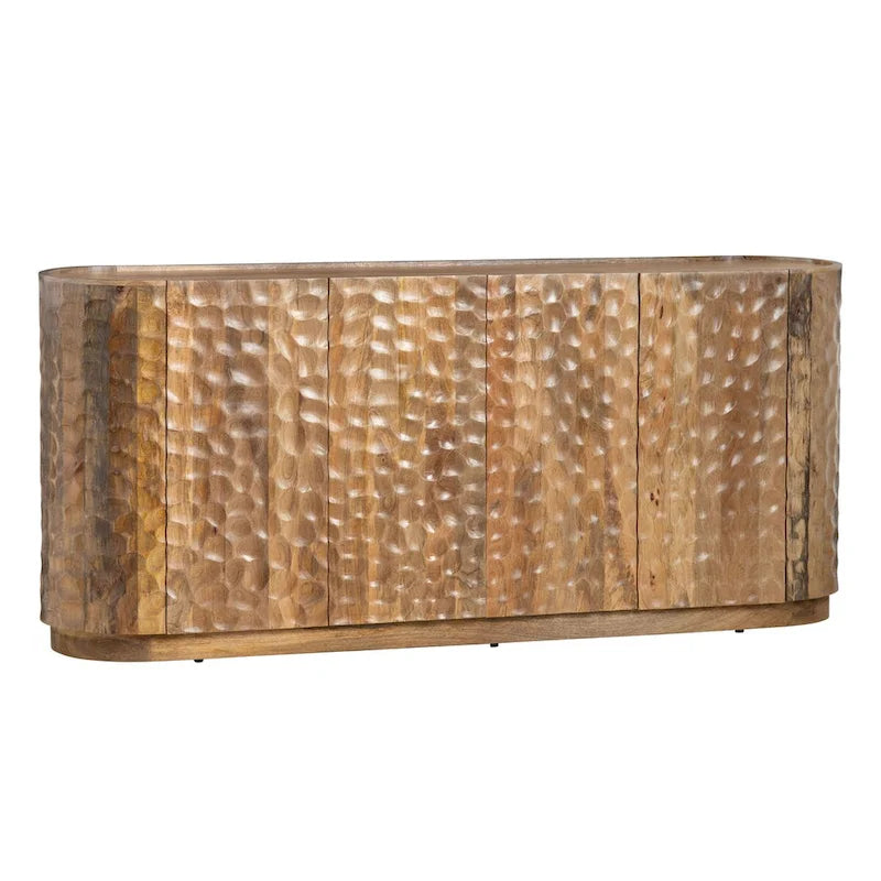 Textured Mango Wood Four-Door Living Room Buffet Sideboard