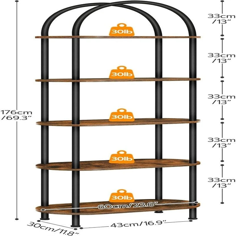 5 Tier Open Bookshelf