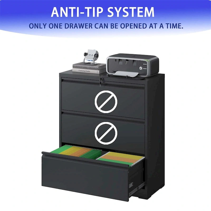 Lateral File Cabinet 3 Drawer,with Lock,Lockable File Cabinet