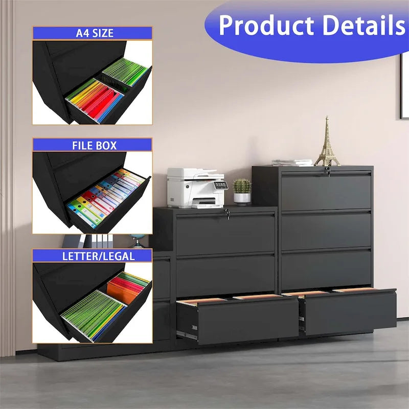Lateral File Cabinet 3 Drawer,with Lock,Lockable File Cabinet