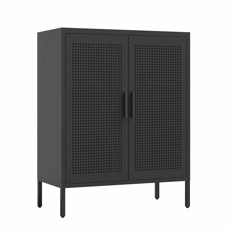 Steel Lockable Garage Storage Cabinet with 2 Doors and 2 Adjustable Shelves