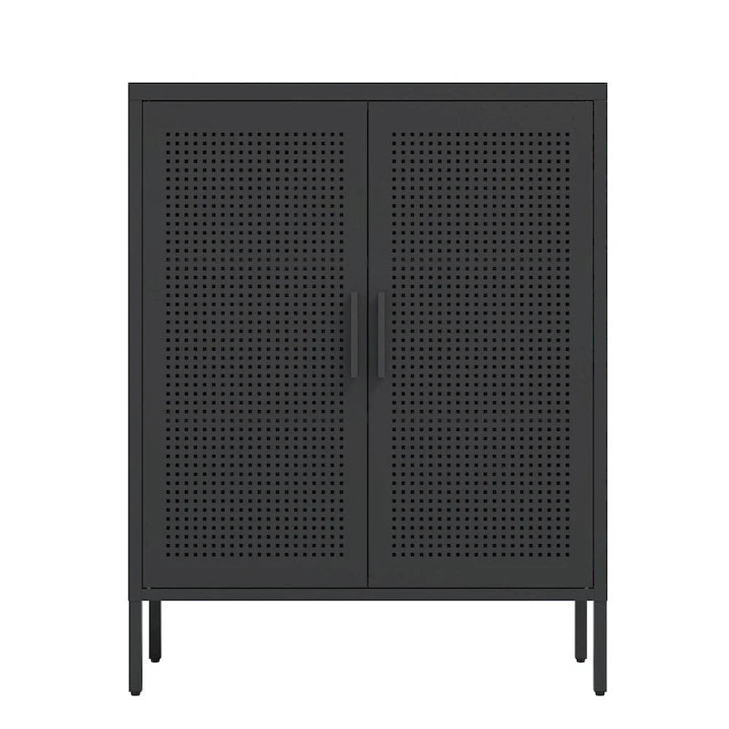 Steel Lockable Garage Storage Cabinet with 2 Doors and 2 Adjustable Shelves