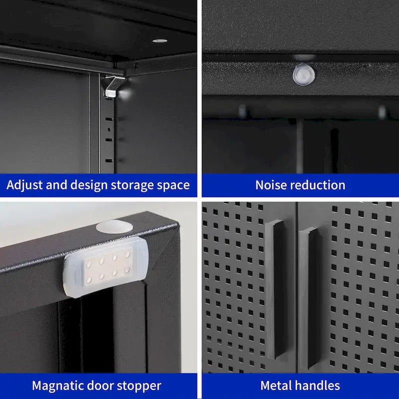 Steel Lockable Garage Storage Cabinet with 2 Doors and 2 Adjustable Shelves