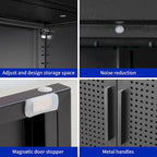 Steel Lockable Garage Storage Cabinet with 2 Doors and 2 Adjustable Shelves