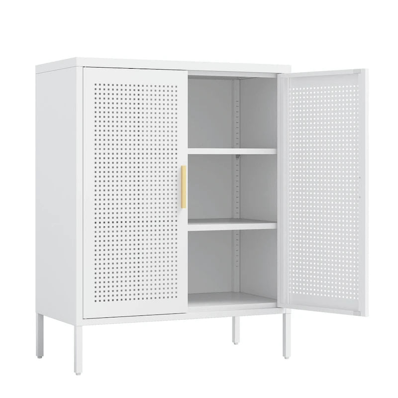Steel Lockable Garage Storage Cabinet with 2 Doors and 2 Adjustable Shelves