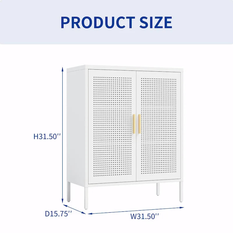 Steel Lockable Garage Storage Cabinet with 2 Doors and 2 Adjustable Shelves